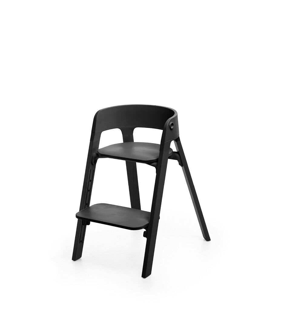 Stokke® Steps™ Chair, Black. Footrest low position.